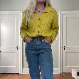 Chartreuse Cardigan Sweater